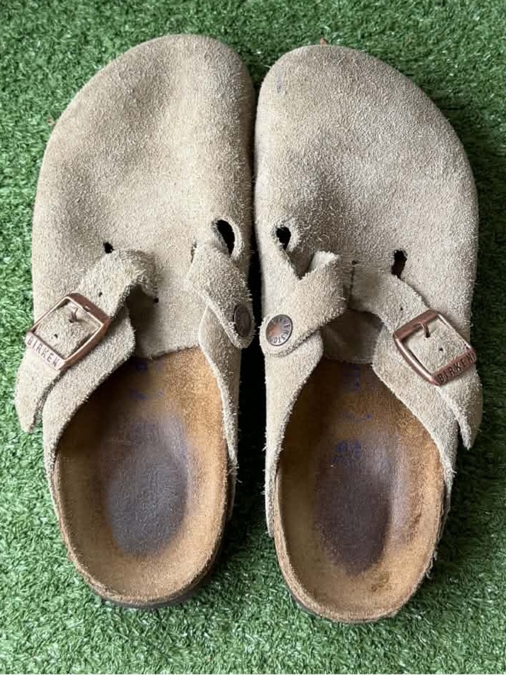 Birkenstock Boston Suede Leather Taupe Womens Clogs